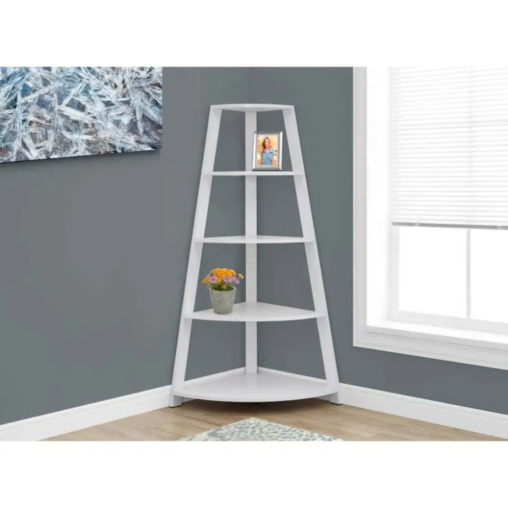 Monarch Bookcase - 60"h / corner accent etagere - White Clearance