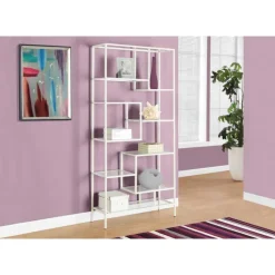 Monarch Bookcase - 72"h / metal with tempered glass - White New