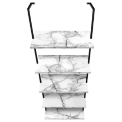 Monarch Bookcase - 72"h ladder marble / black metal - White Online