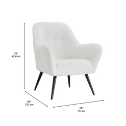 Bouclé Fabric Accent Chair - White Discount