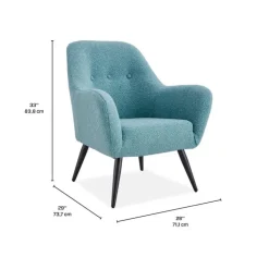 Bouclé Fabric Accent Chair - Aqua New