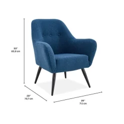 Bouclé Fabric Accent Chair - Blue Best