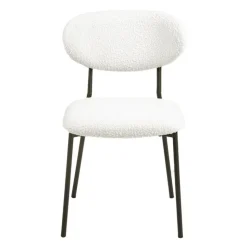 Bouclé Fabric Chairs (Set of 2) - White Sale