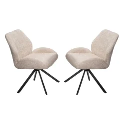 Bouclé Fabric Chairs with Low Arms (Set of 2) - Beige Online