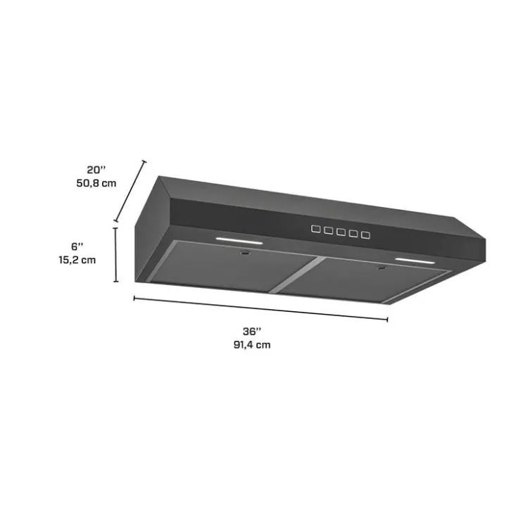 Broan Range Hood Standard 36" , 350 CFM - GLA2363BLS Black Clearance