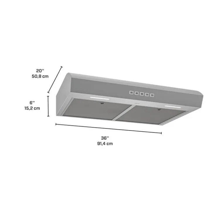 Broan Range Hood Standard 36" , 350 CFM - MTR2363SS Stainless Steel