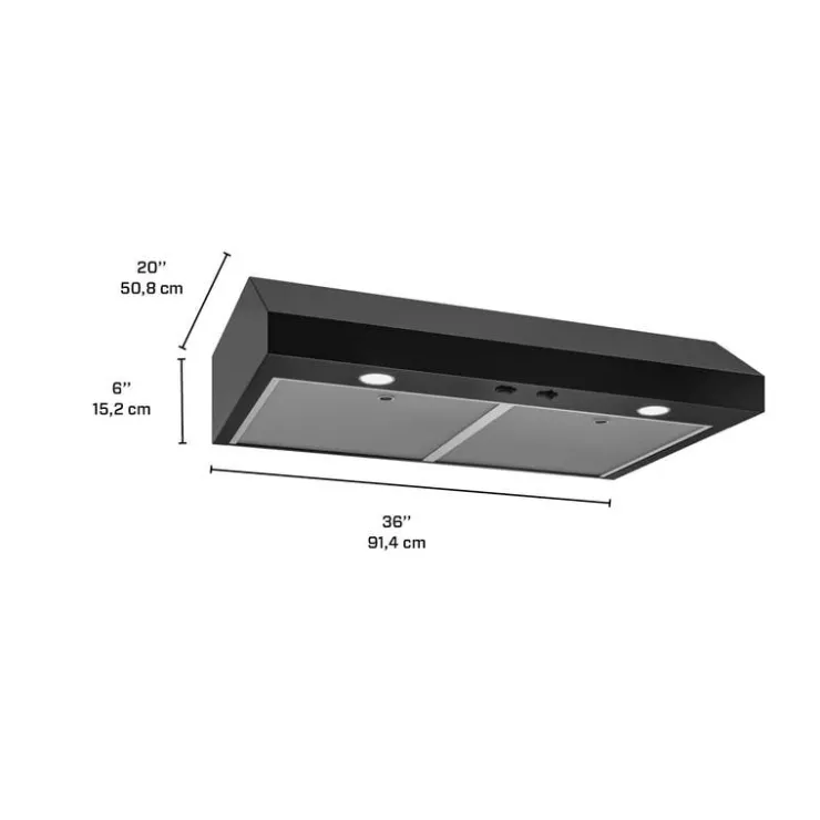 Broan Range Hood Standard 36" , 350 CFM - GLA1363BL Black Clearance