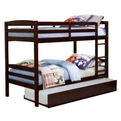 Brown Bunk Bed with Trundle Bed - 39"/39" Expresso