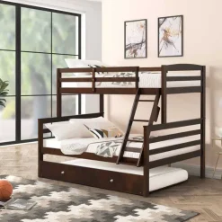 Brown Bunk Bed with Trundle Bed - 39"/54" Expresso Online