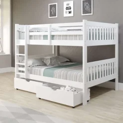 Bunk Bed 54/54 with 2 Drawers White Discount