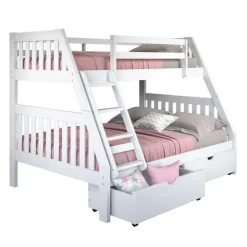 Bunk Bed 39/54 with 2 Drawers White