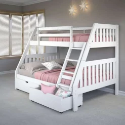 Bunk Bed 39/54 with 2 Drawers White