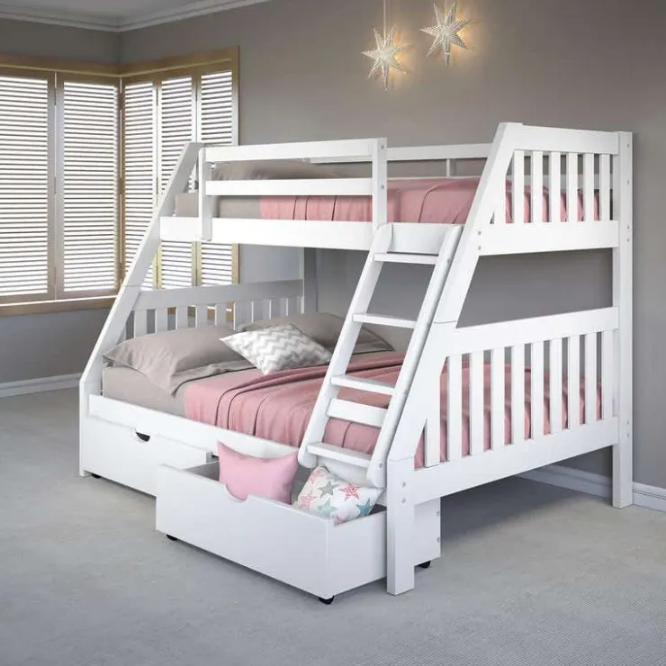 Bunk Bed 39/54 with 2 Drawers White
