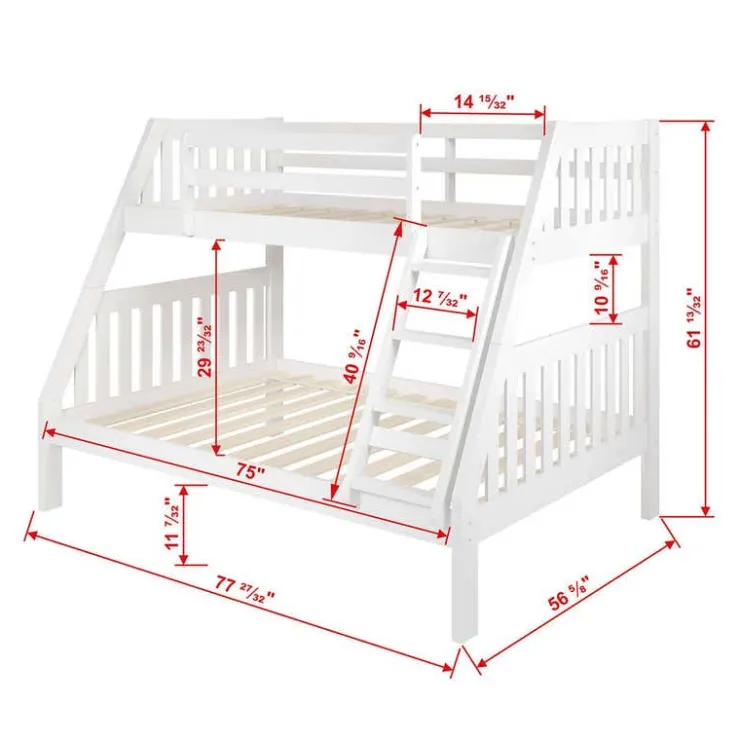 Bunk Bed 39/54 with 2 Drawers White