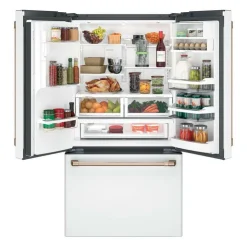 GE Café CAFE 22.2 Cu Ft 36 In Refrigerator Bottom Freezer, French door - CYE22TP4MW2 White Hot