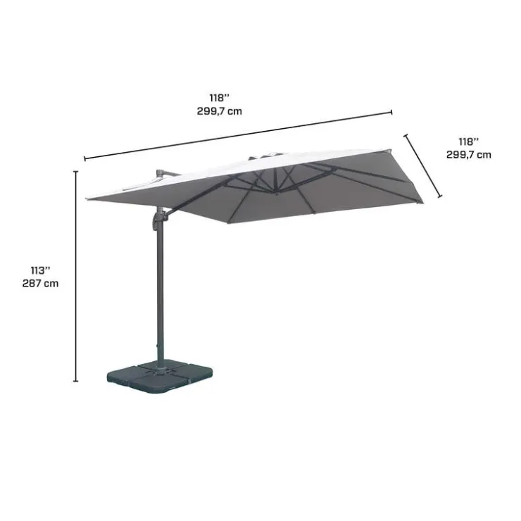Cantilever Patio Umbrella with 360° Rotation and Base - 10 ft Grey Hot