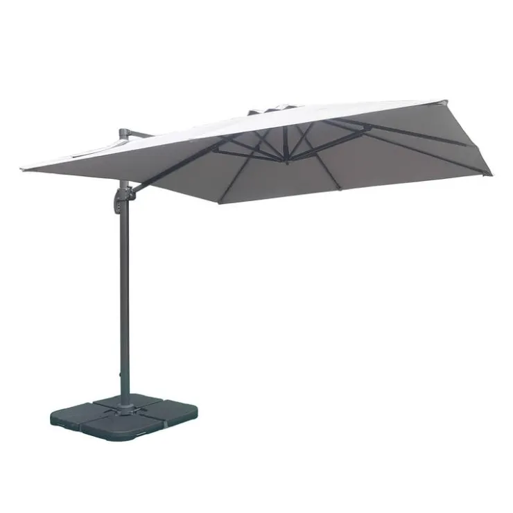 Cantilever Patio Umbrella with 360° Rotation and Base - 10 ft Grey Hot