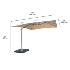 Cantilever Patio Umbrella with 360° Rotation and Solar LED Lighting - 10 ft Beige