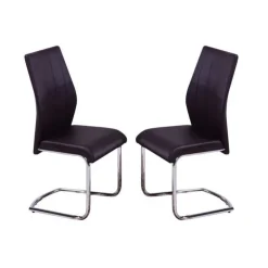Chairs with Chrome Base (Set of 2) - Black New
