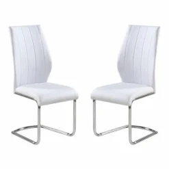 Chairs with Chrome Base (Set of 2) - WHITE