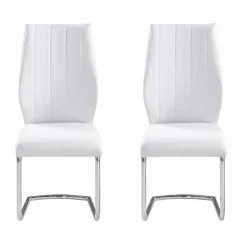 Chairs with Chrome Base (Set of 2) - WHITE