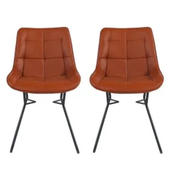 Chairs with Sleigh Legs (Set of 2) - Brown Light brown New