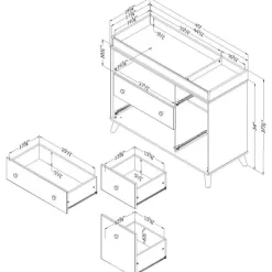 Meubles South Shore Changing Table with Drawers and Open Storage - South Shore Soft Elm and White Hot