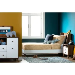 Meubles South Shore Changing Table With Drawers - South Shore Natural Walnut and White Best