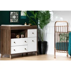 Meubles South Shore Changing Table With Drawers - South Shore Natural Walnut and White Best