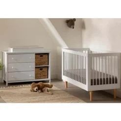 Meubles South Shore Changing Table with Removable Rim, Drawers and Open Storage - South Shore Online