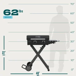 CHARBROIL 22 in Portable Propane Gas Griddle with Folding Cart and 2 Burners - 24 000 BTU Black Best