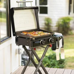 CHARBROIL 22 in Portable Propane Gas Griddle with Folding Cart and 2 Burners - 24 000 BTU Black Best