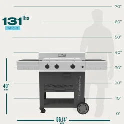 CHARBROIL 5-in-1 Propane Cooking Station with Plancha, Pizza Oven, and Wok - 36 000 BTU Stainless Clearance