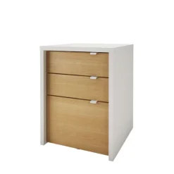 Nexera Chrono Filing Cabinet, 3-Drawer, White And Natural Maple - White and Beige Hot