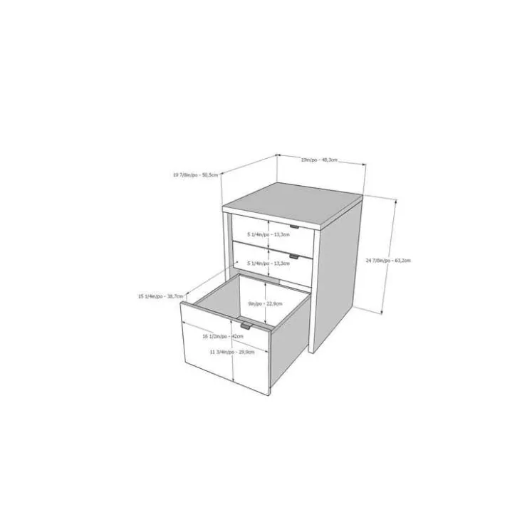 Nexera Chrono Filing Cabinet, 3-Drawer, White And Natural Maple - White and Beige Hot