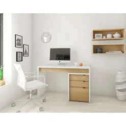 Nexera Chrono Reversible Desk Panel, White And Natural Maple - Beige and White Sale