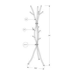 Monarch Coat rack - 8 hooks / branch shaped / contemporary hammered metal - 74