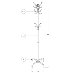 Monarch Coat rack - 70"h / metal Black Best