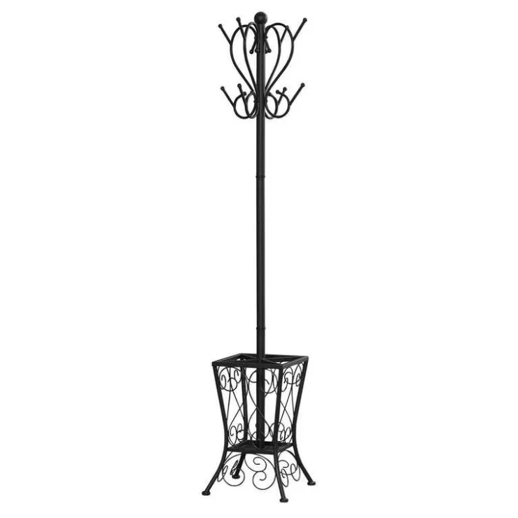 Monarch Coat rack - 71"h / metal with an umbrella holder Black Online