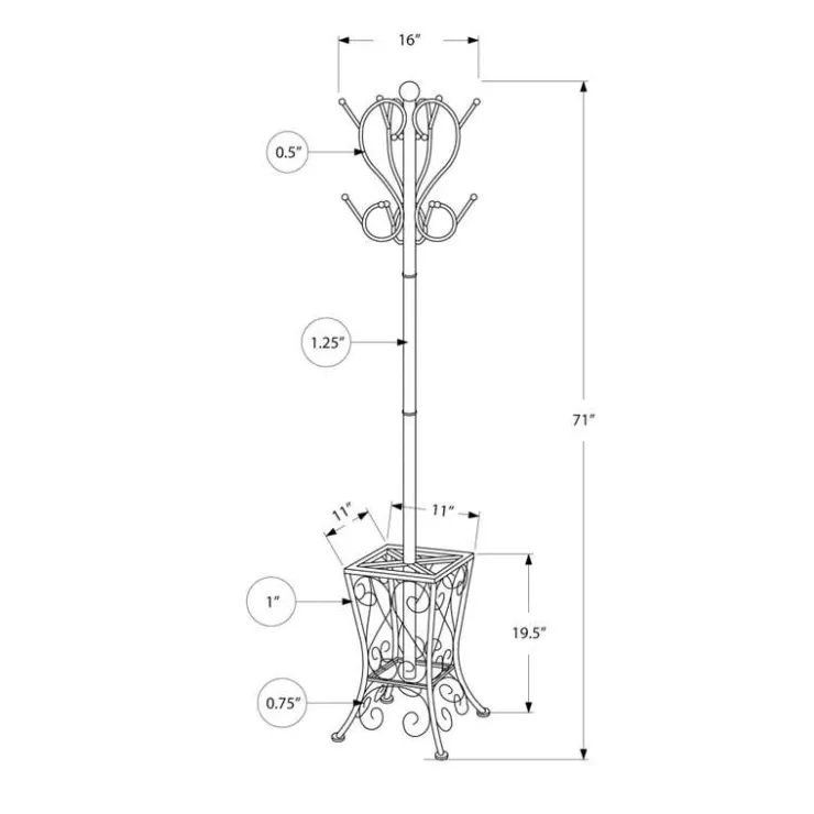 Monarch Coat rack - 71"h / metal with an umbrella holder Black Online