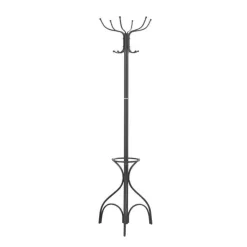 Monarch Coat rack - 70"h / metal with an umbrella holder Black