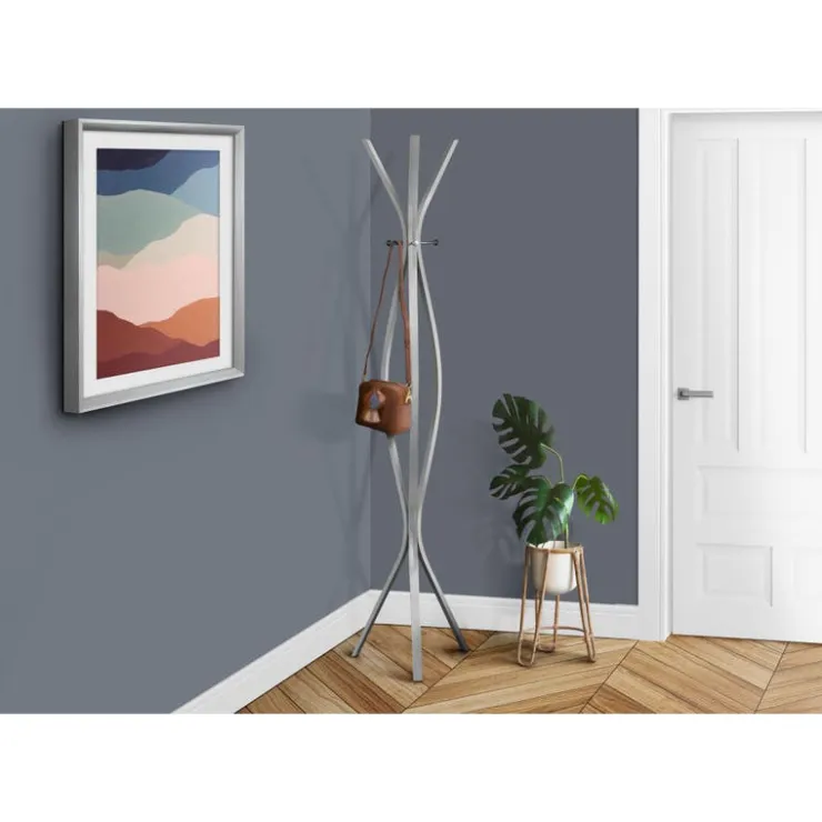 Monarch Coat rack - 72"h / metal contemporary style Silver Clearance