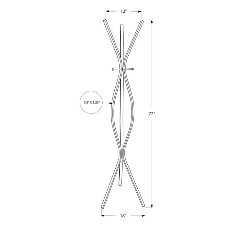 Monarch Coat rack - 72"h / metal contemporary style Silver Clearance