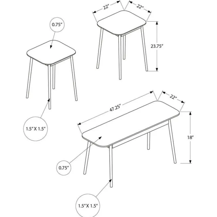 Monarch Coffee Table Set - 3pcs - Natural Online