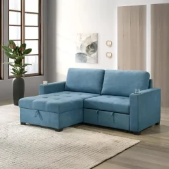 Compact Reversible Loveseat Bed with Storage - Blue Best