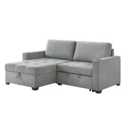 Compact Reversible Loveseat Bed with Storage - Grey Hot
