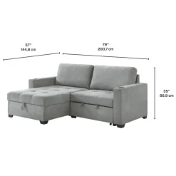 Compact Reversible Loveseat Bed with Storage - Grey Hot