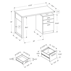 Monarch Computer desk - 3 drawers / wooden leg rectangular / left or right setup / fl - Black Hot