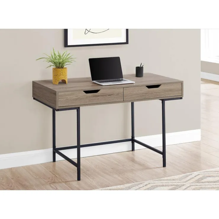 Monarch Computer desk - 2 storage drawers / recessed metal legs - 48"l - w - Dark Taupe Sale
