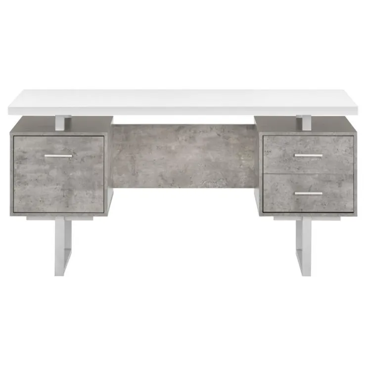 Monarch Computer desk - 3 storage drawers / reversible / floating desktop - 60"l - wh - White Discount